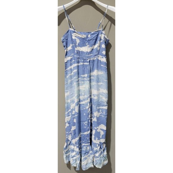 Knox Rose Sleeveless Blue & White Print Tiered Maxi Knit Sun Dress -- Size Small - Picture 4 of 7